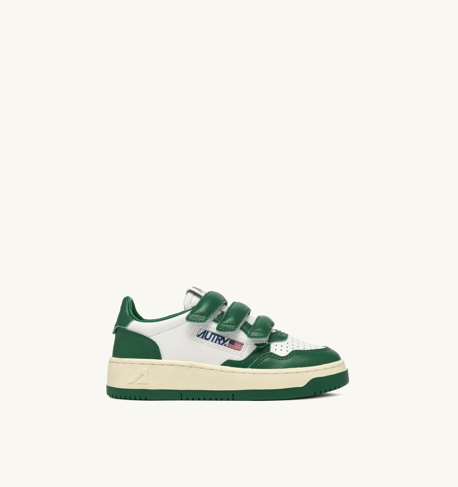 Kidstripes Low en cuir blanc et vert