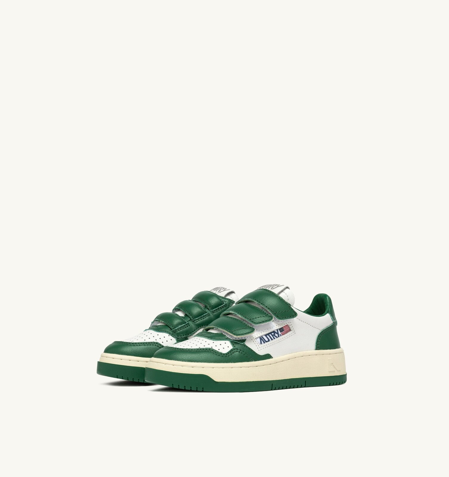 Kidstripes Low en cuir blanc et vert