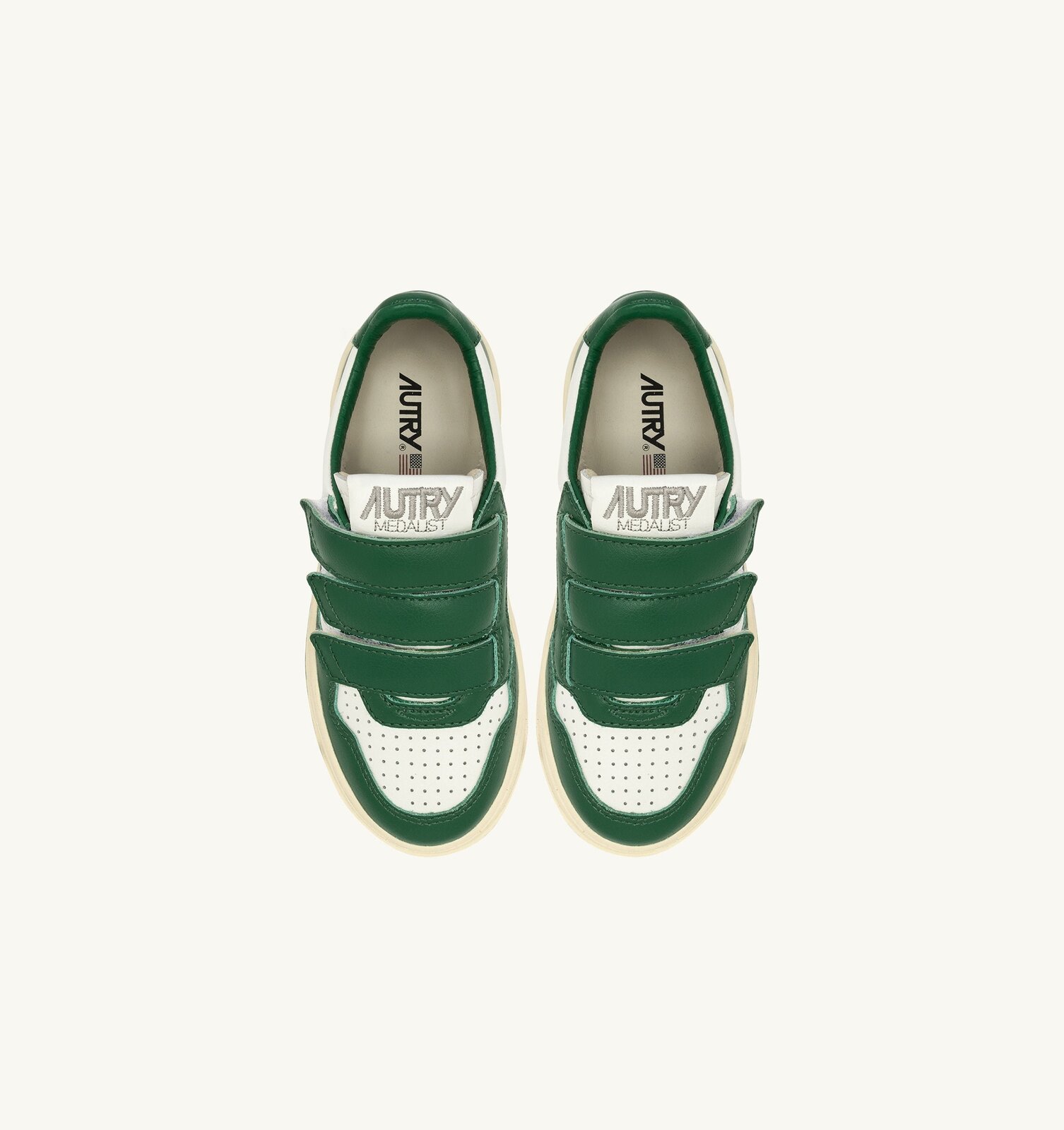 Kidstripes Low en cuir blanc et vert