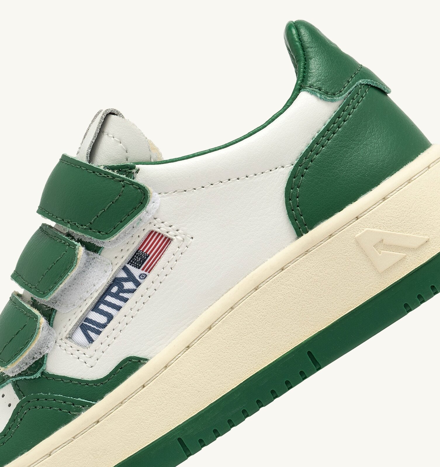 Kidstripes Low en cuir blanc et vert