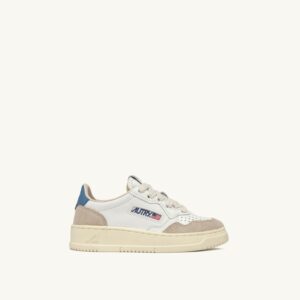 Medalist Kids Low en cuir et daim coloris blanc et bleu azur