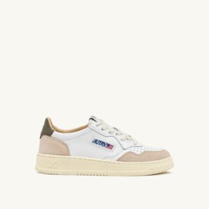 Medalist Low en cuir et daim blanc et Covert Green
