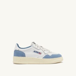 Medalist Low en cuir et daim blanc et street blue