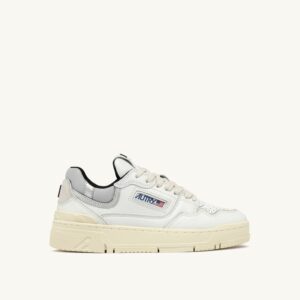 CLC Low en cuir blanc et daim argenté