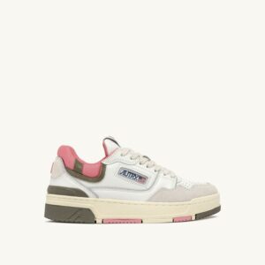 CLC Low en cuir et daim coloris blanc et Geranium
