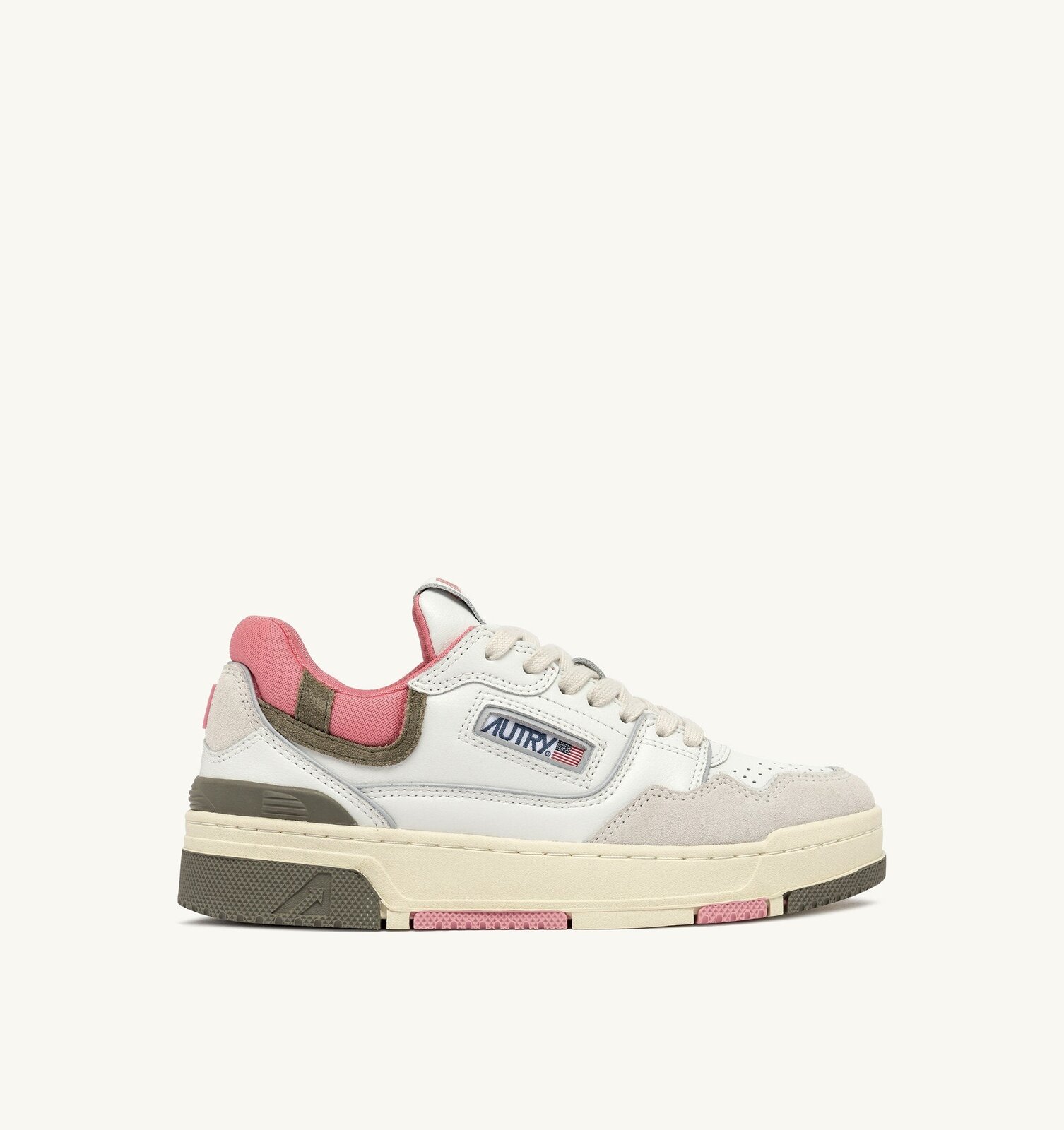 CLC Low en cuir et daim coloris blanc et Geranium