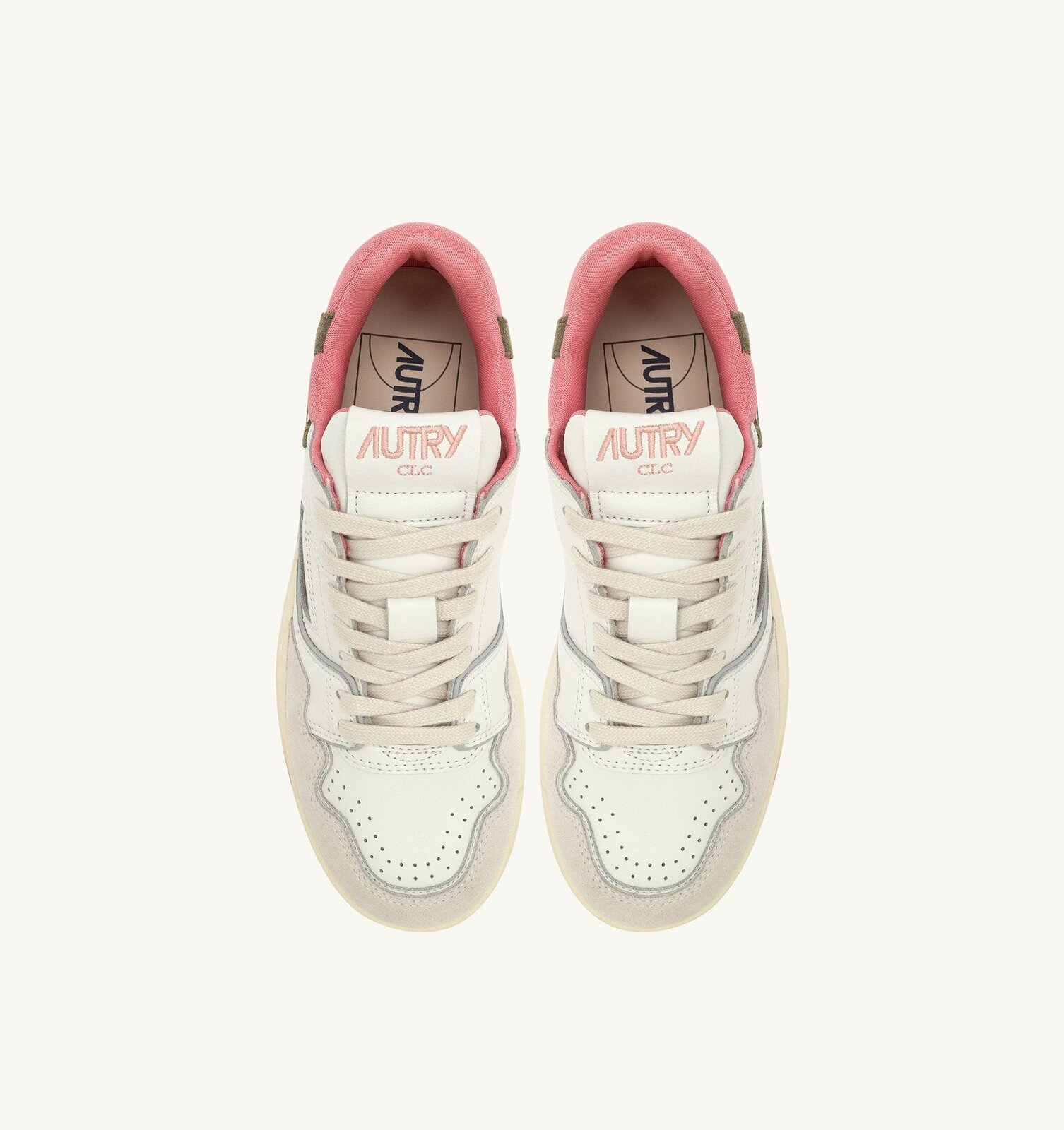 CLC Low en cuir et daim coloris blanc et Geranium