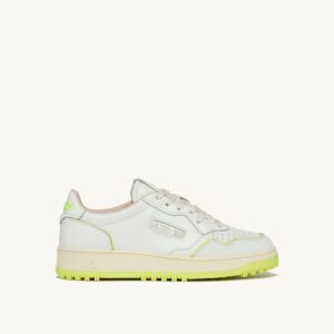 Golf Low en cuir coloris blanc et jaune fluo