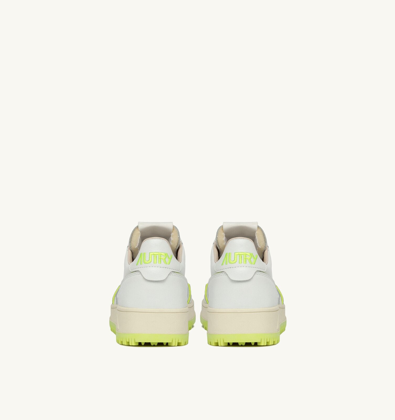 Golf Low en cuir coloris blanc et jaune fluo