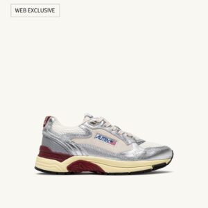Hyperway en mesh et cuir laminé blanc et argenté