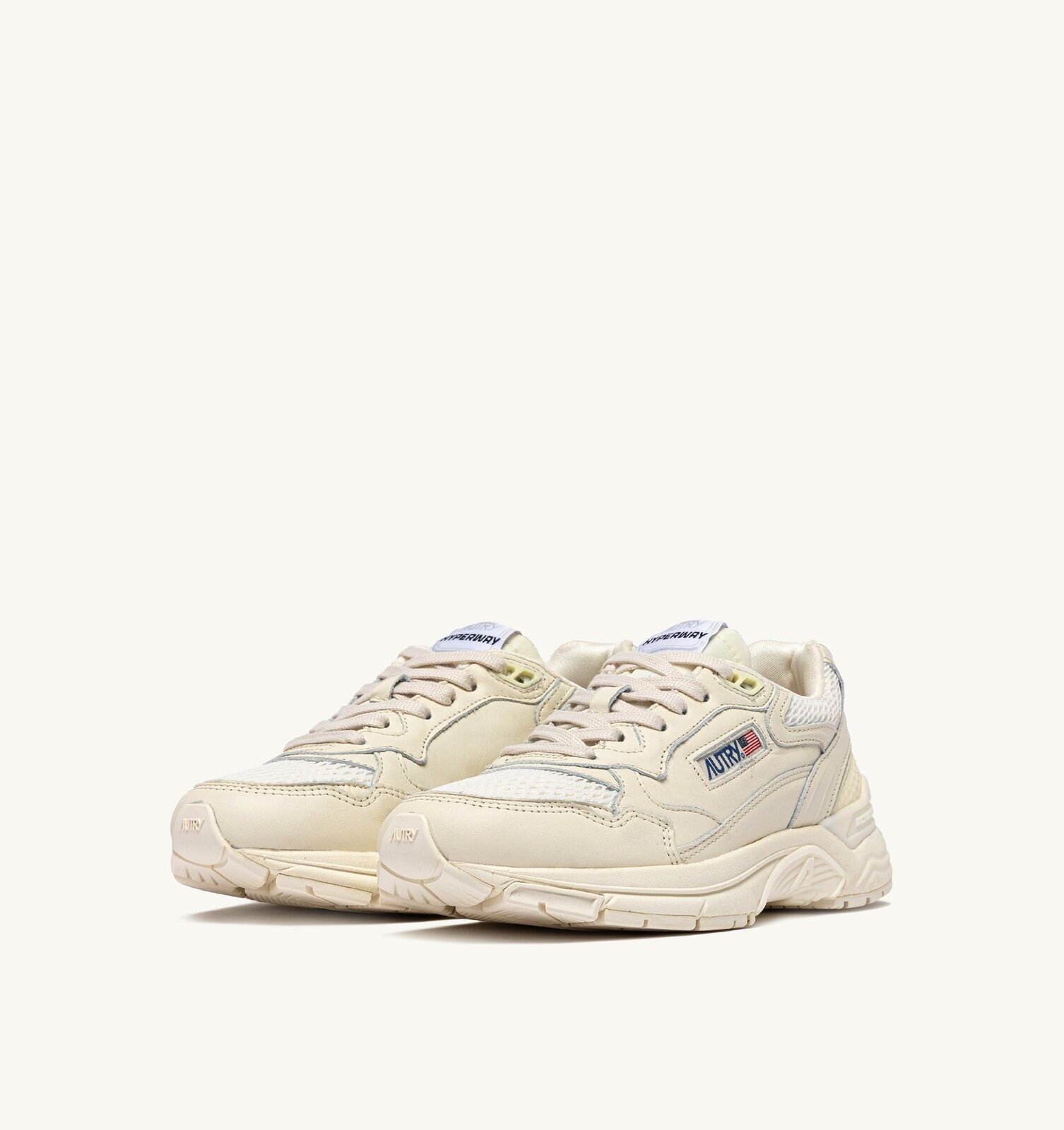 Hyperway en mesh et cuir whisper white