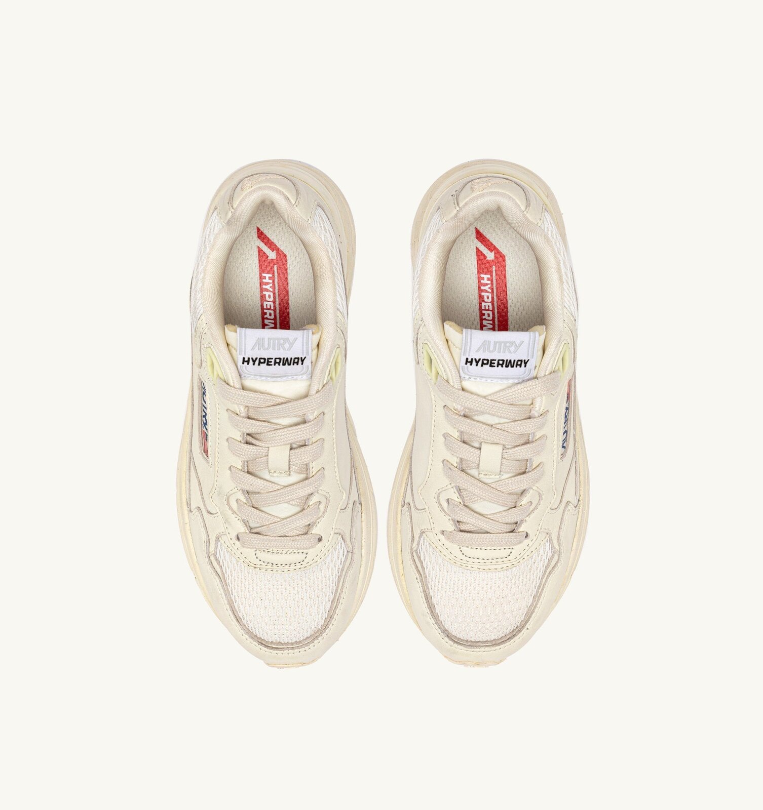 Hyperway en mesh et cuir whisper white