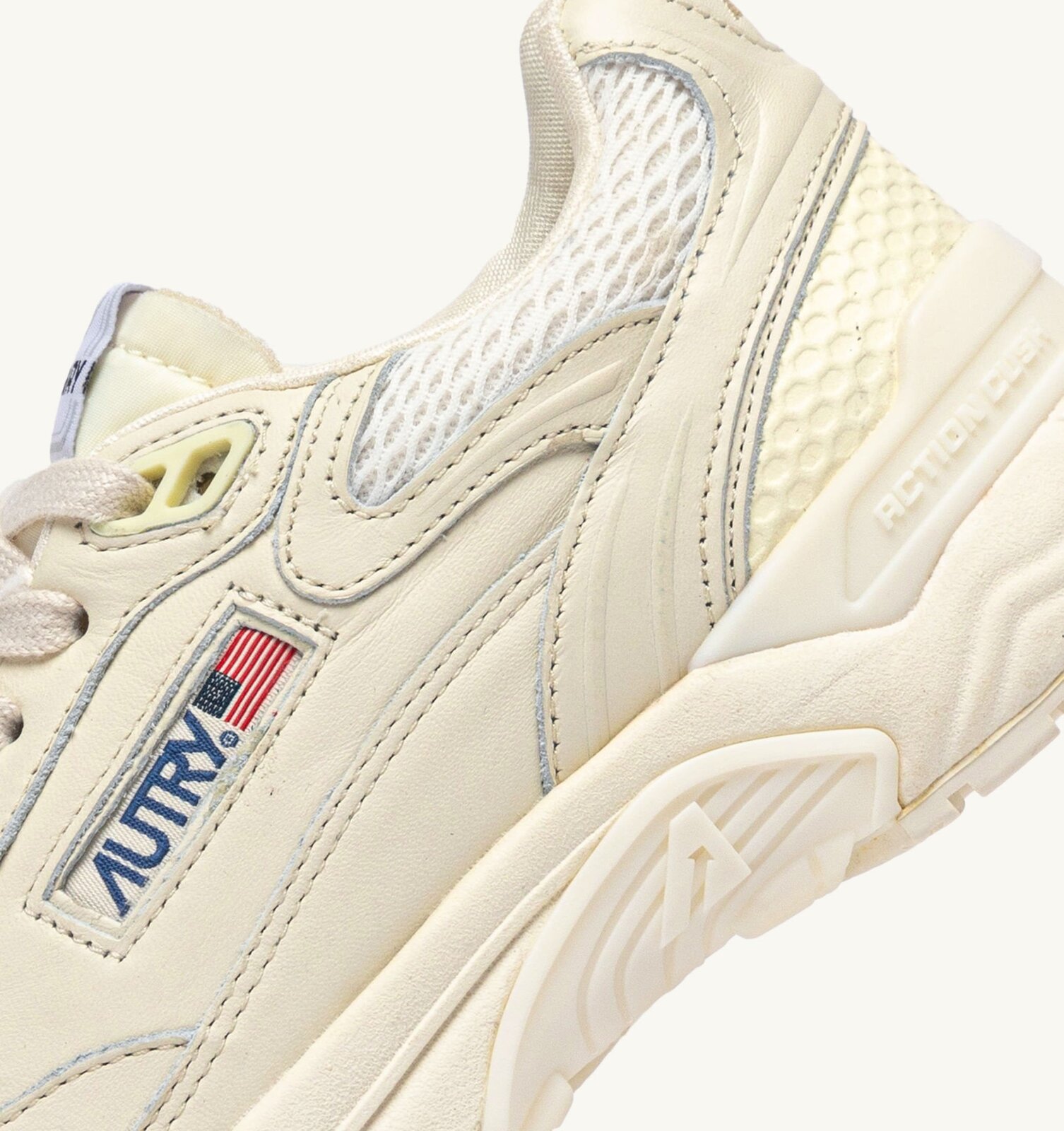 Hyperway en mesh et cuir whisper white