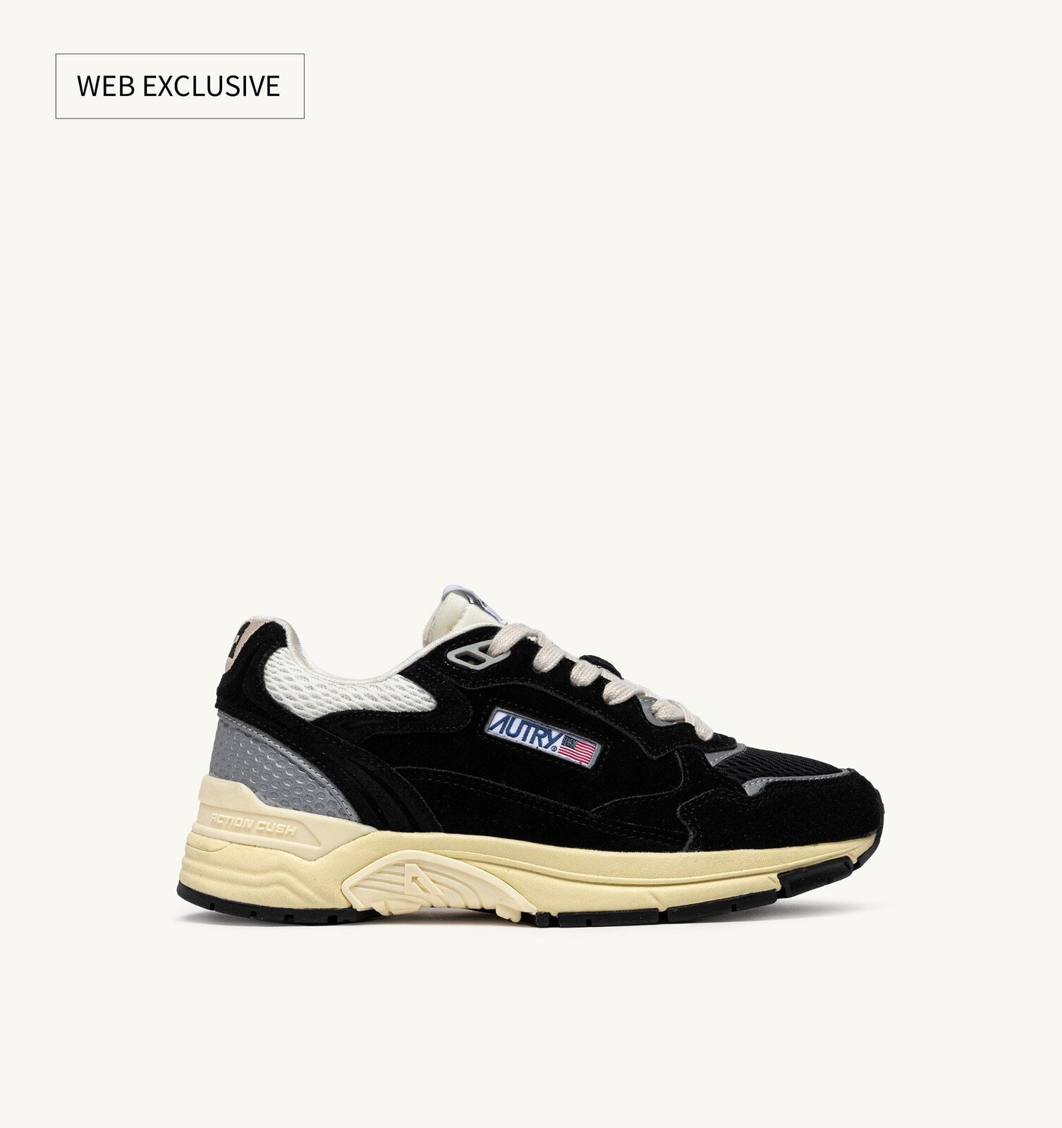 Hyperway en mesh et daim noir et argenté
