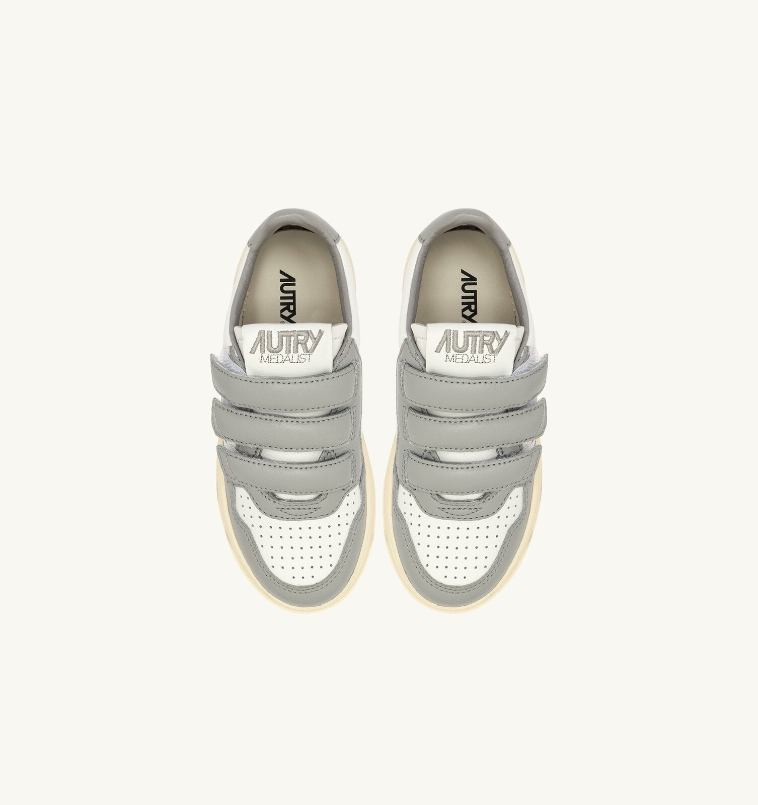 Kidstripes Low en cuir blanc et gris clair