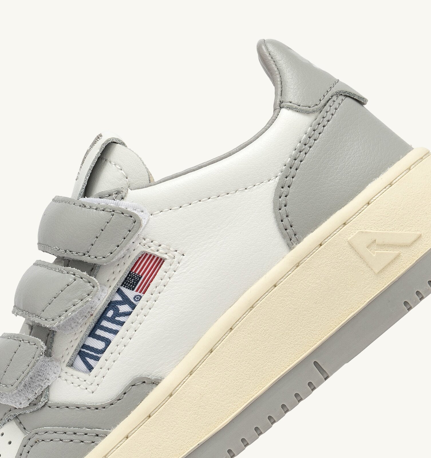 Kidstripes Low en cuir blanc et gris clair