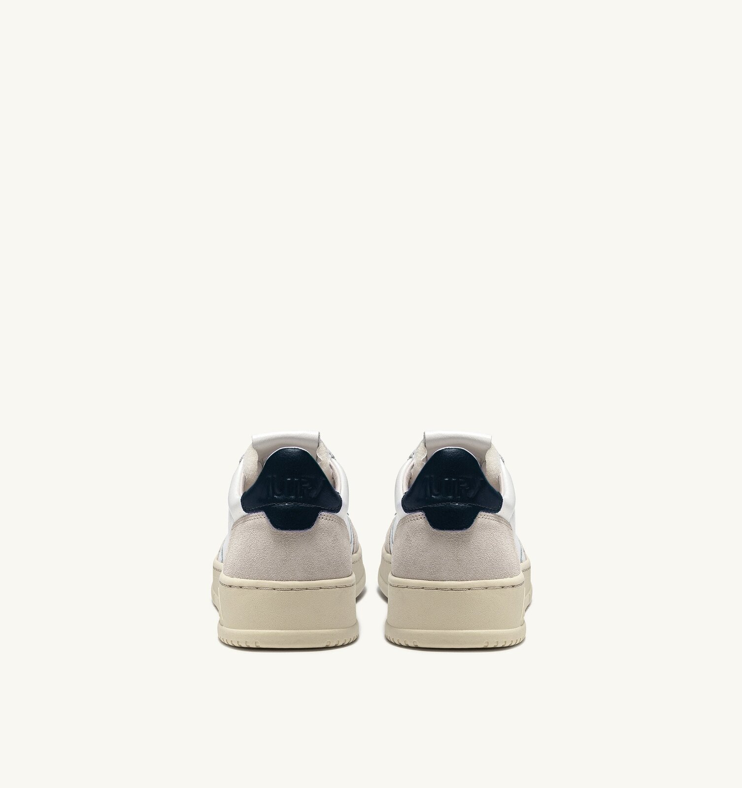 Medalist Low en cuir blanc et bleu et daim beige