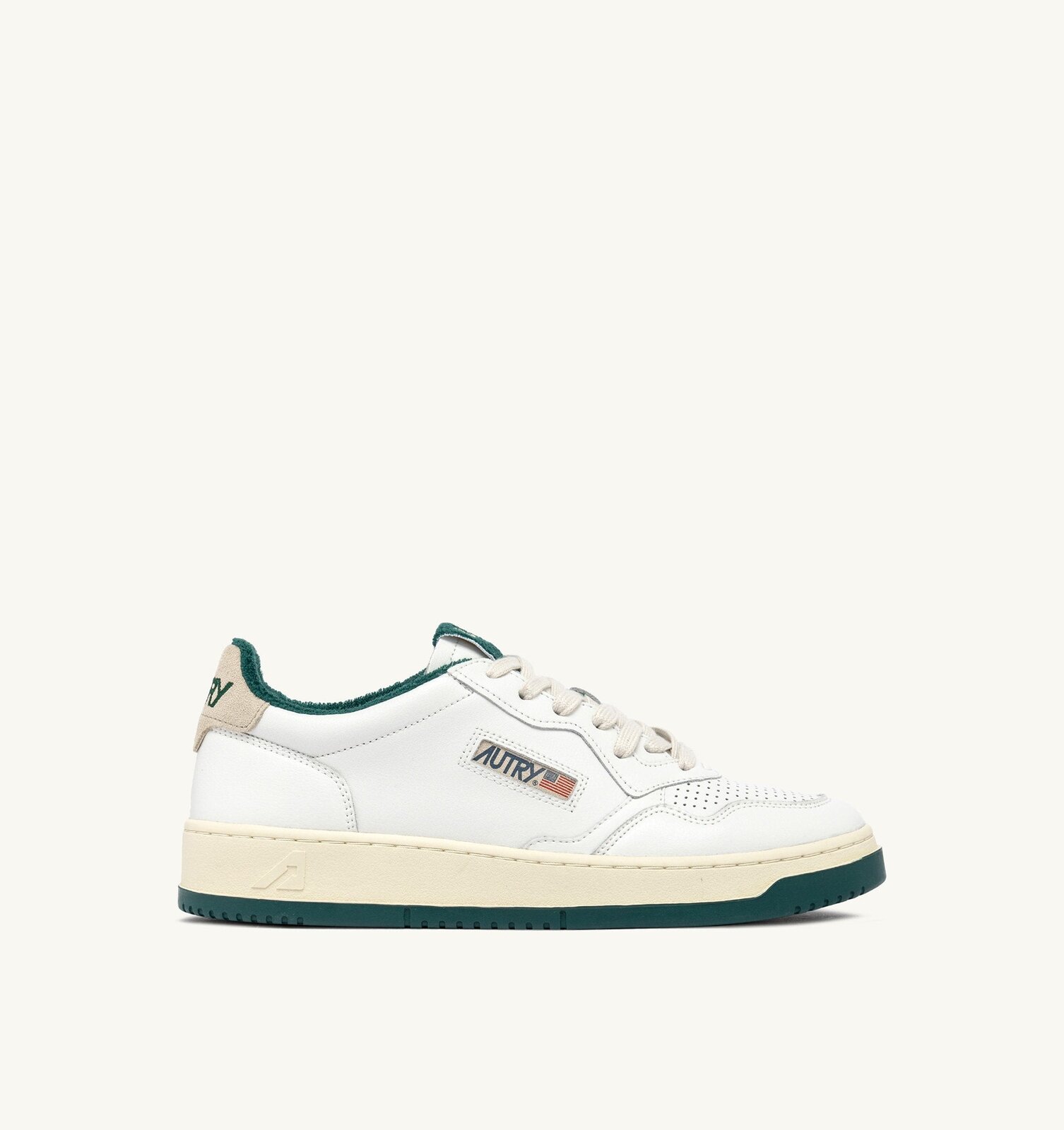 Medalist Low en cuir coloris blanc et Forest