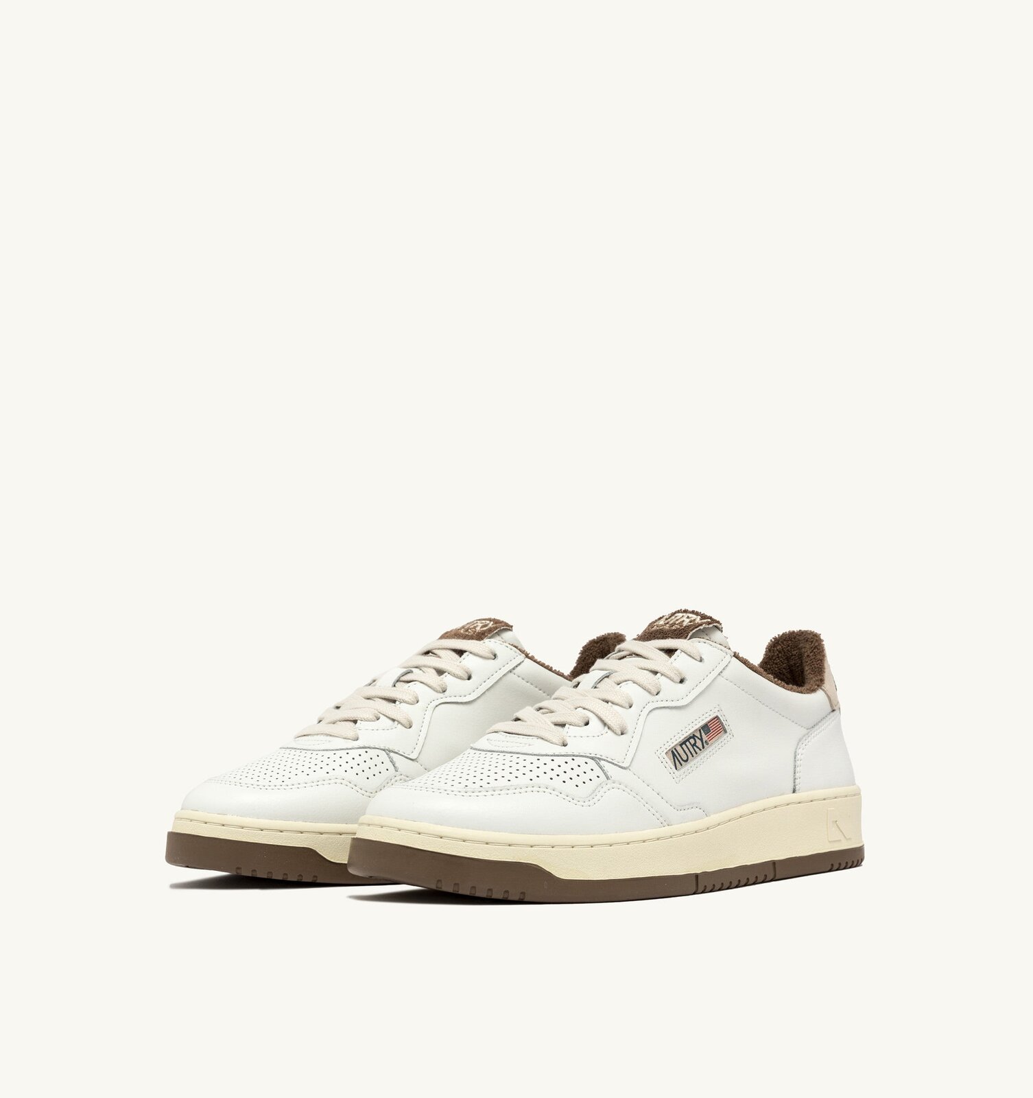 Medalist Low en cuir coloris blanc et Sepia