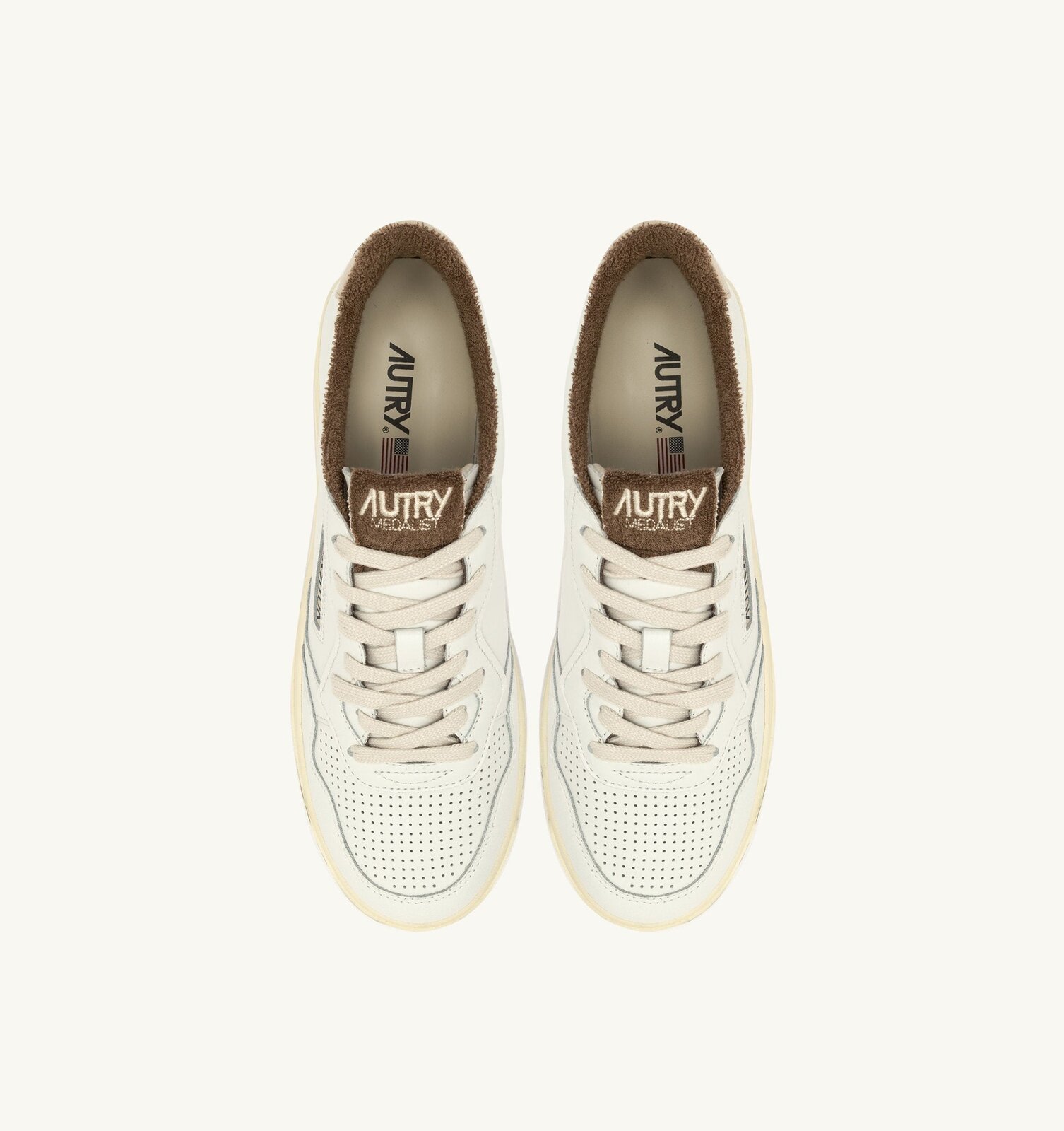 Medalist Low en cuir coloris blanc et Sepia
