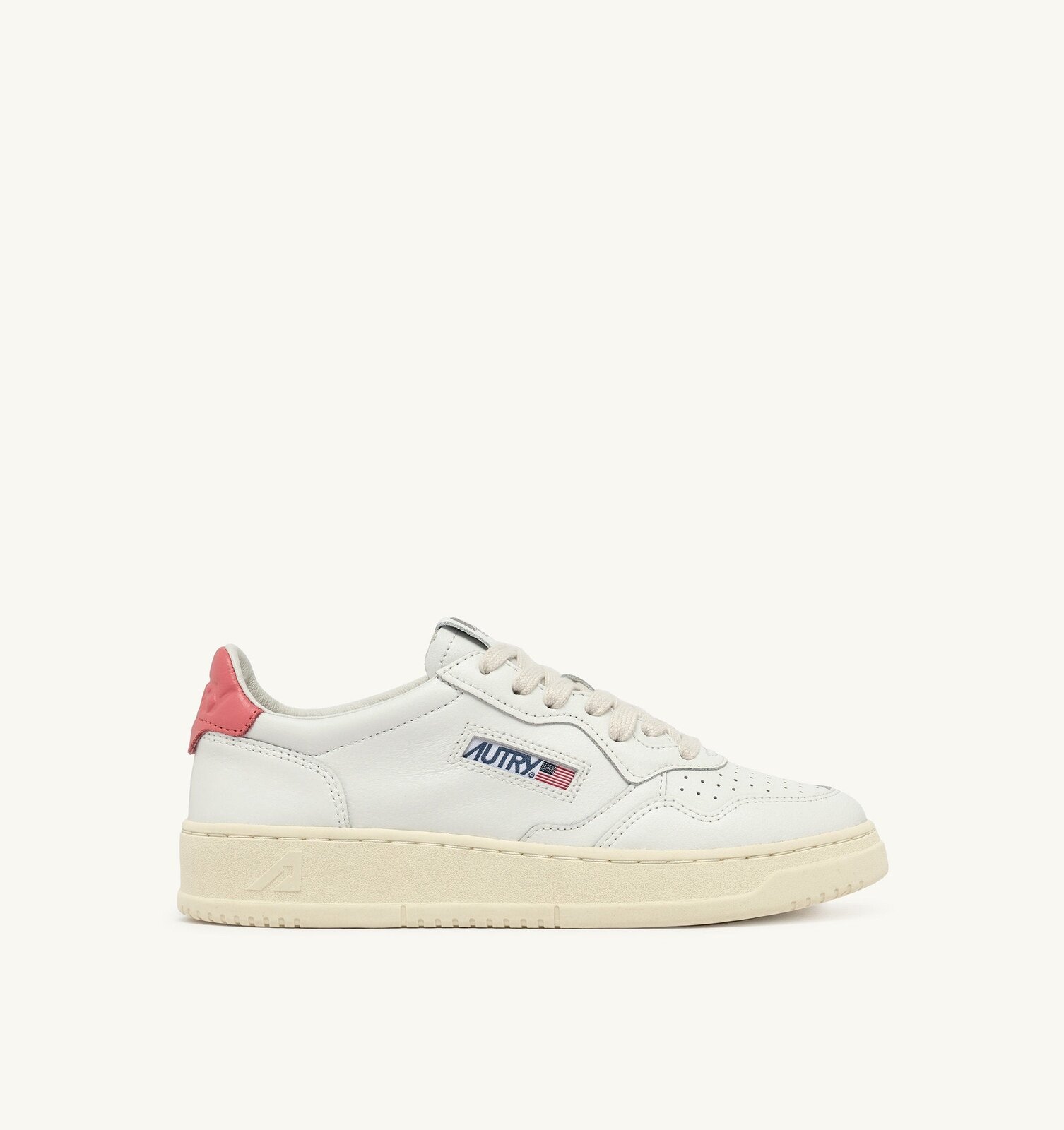 Medalist Low en cuir coloris blanc et Tearose