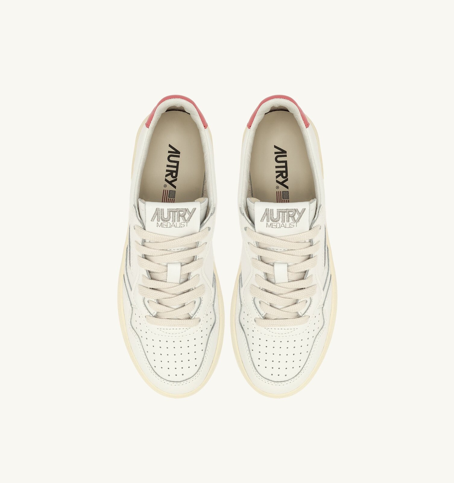 Medalist Low en cuir coloris blanc et Tearose