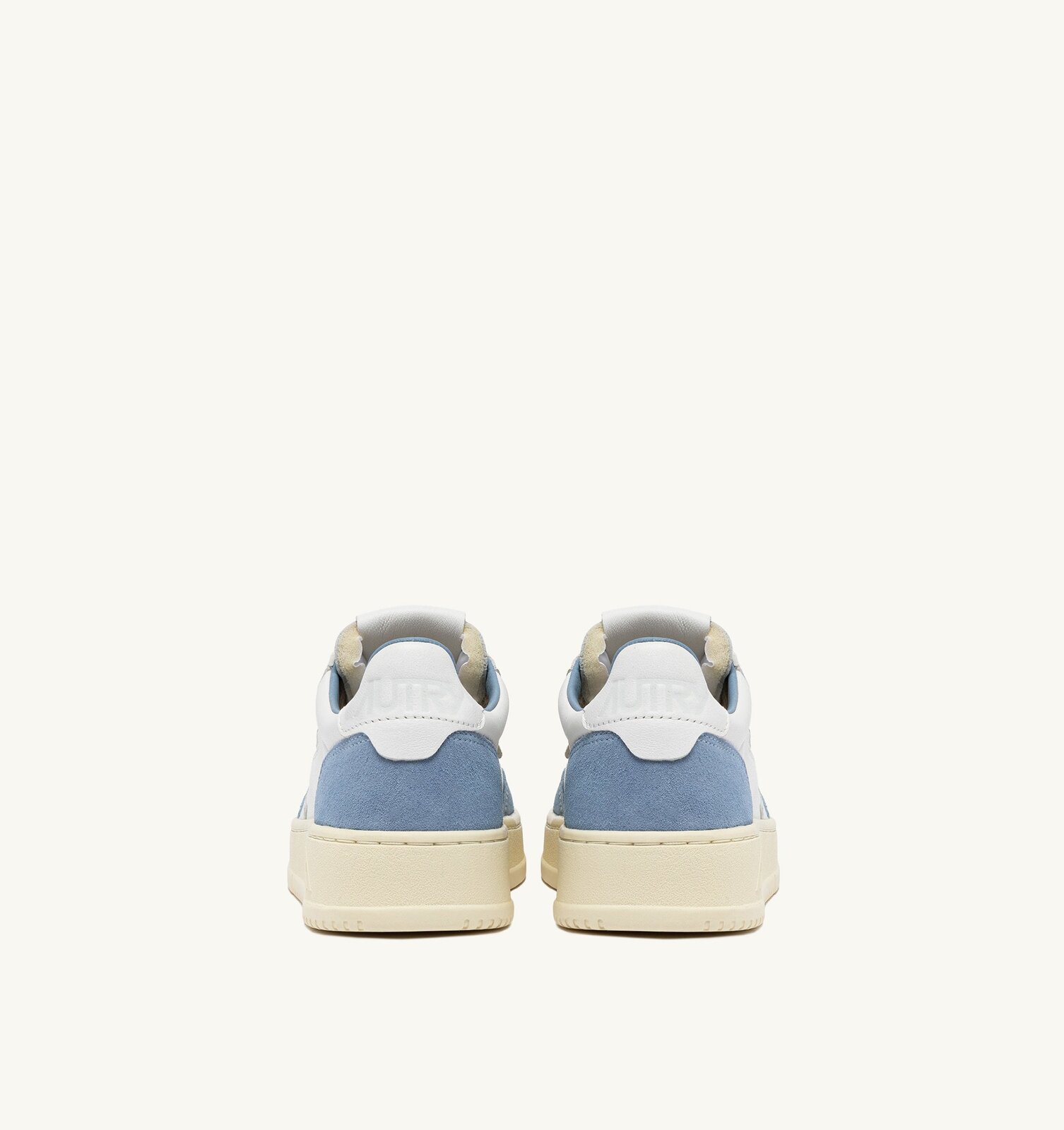 Medalist Low en cuir et daim blanc et bleu ciel