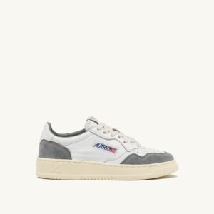 Medalist Low en cuir et daim blanc et gris