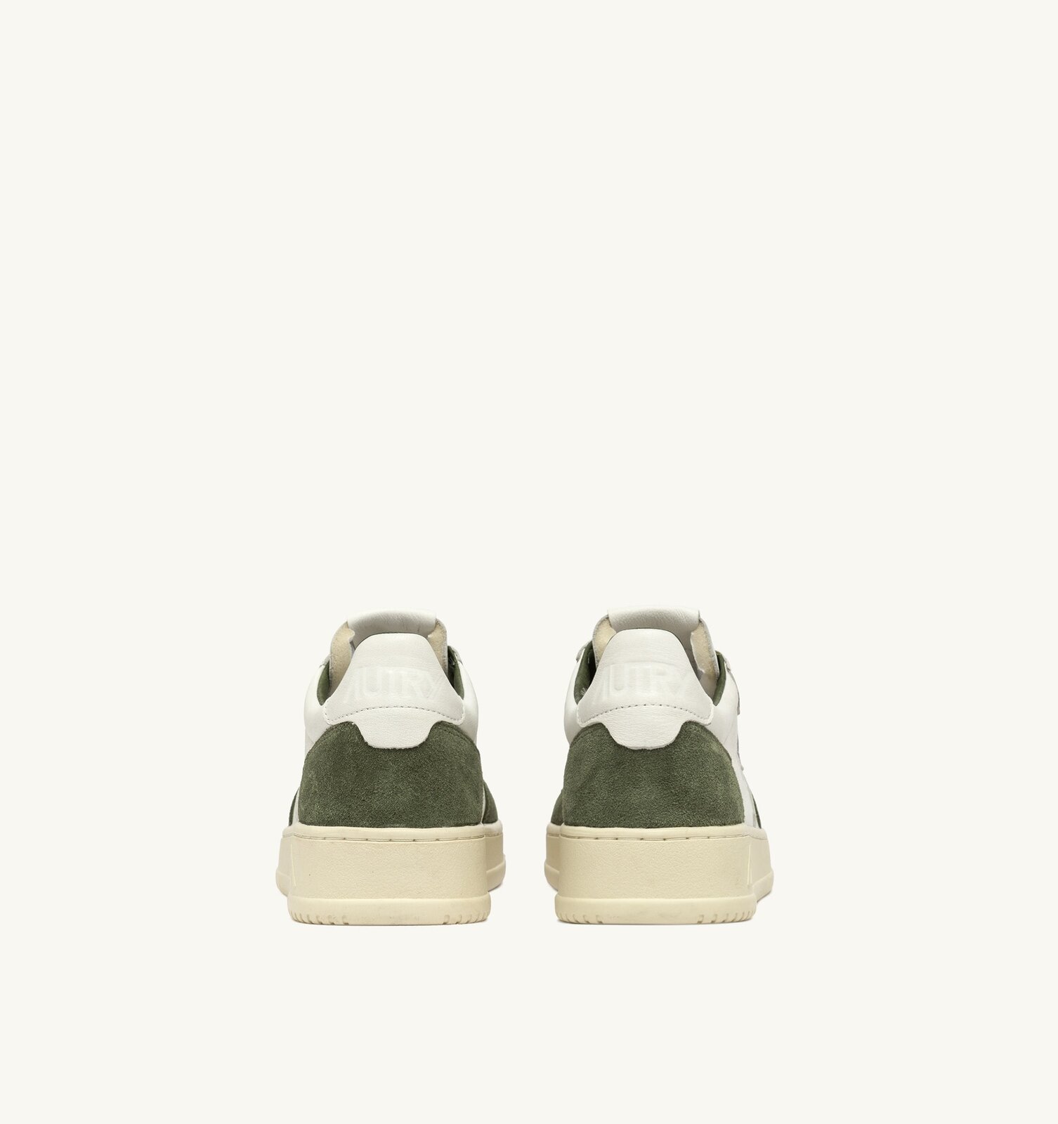 Medalist Low en cuir et daim blanc et kaki