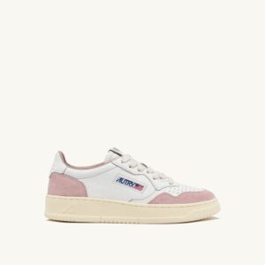 Medalist Low en cuir et daim coloris blanc et powder
