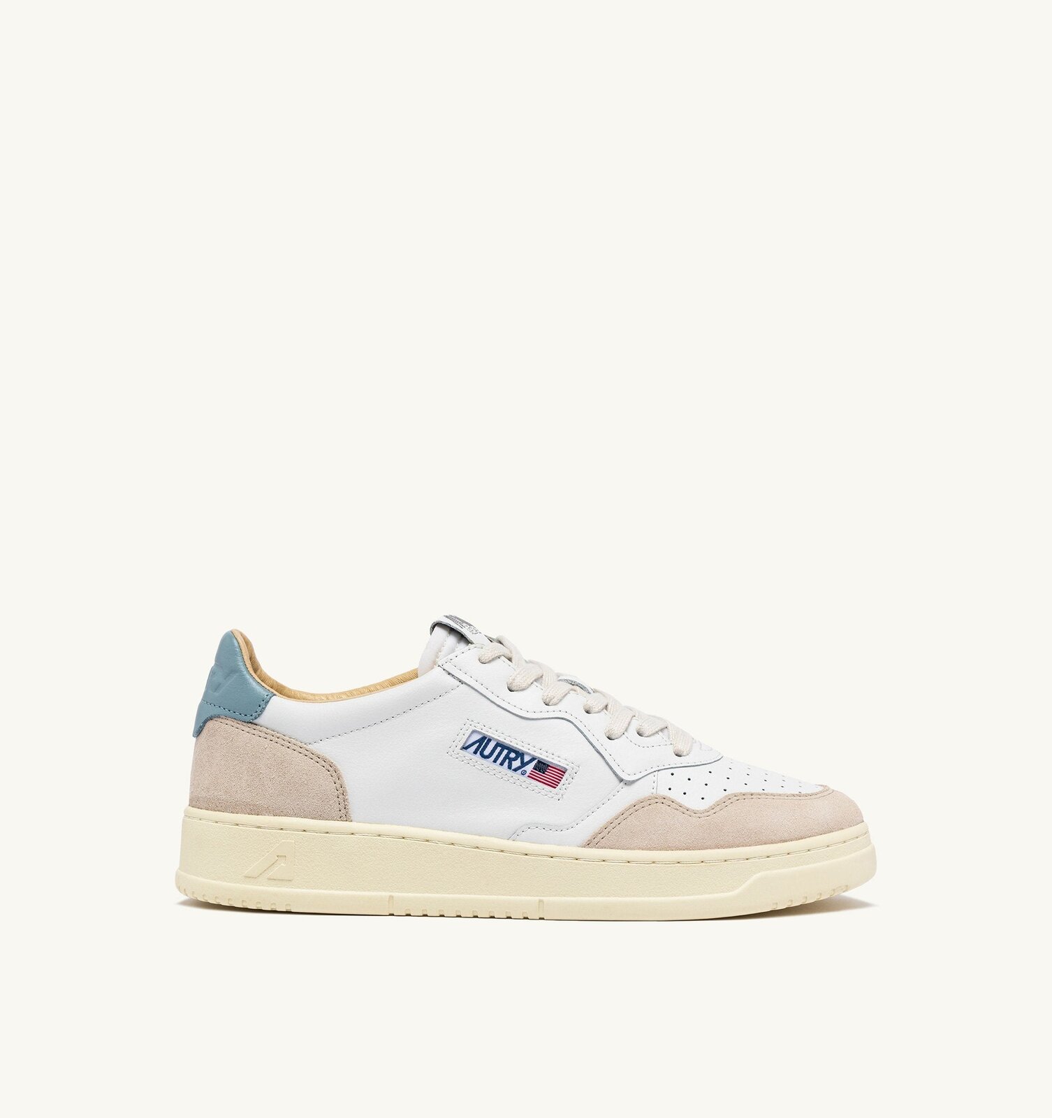 Medalist Low en cuir et daim coloris blanc et Silver Blue