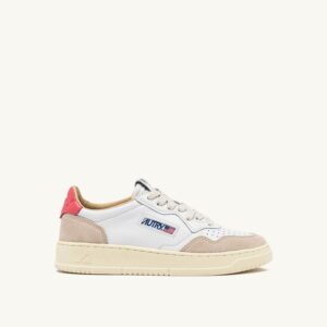 Medalist Low en cuir et daim coloris blanc et Tearose