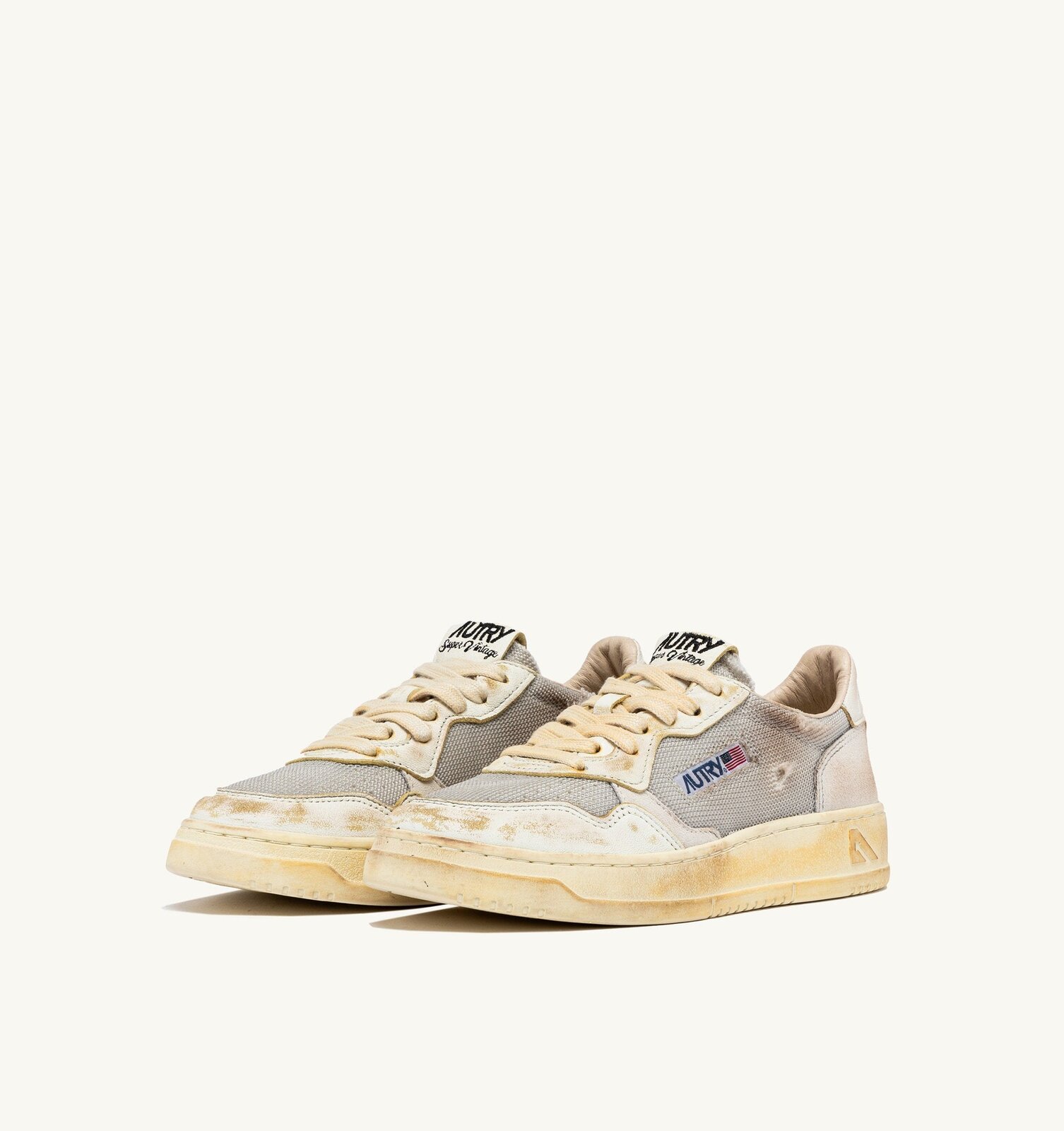 Medalist Low Super Vintage en cuir et mesh gris et blanc