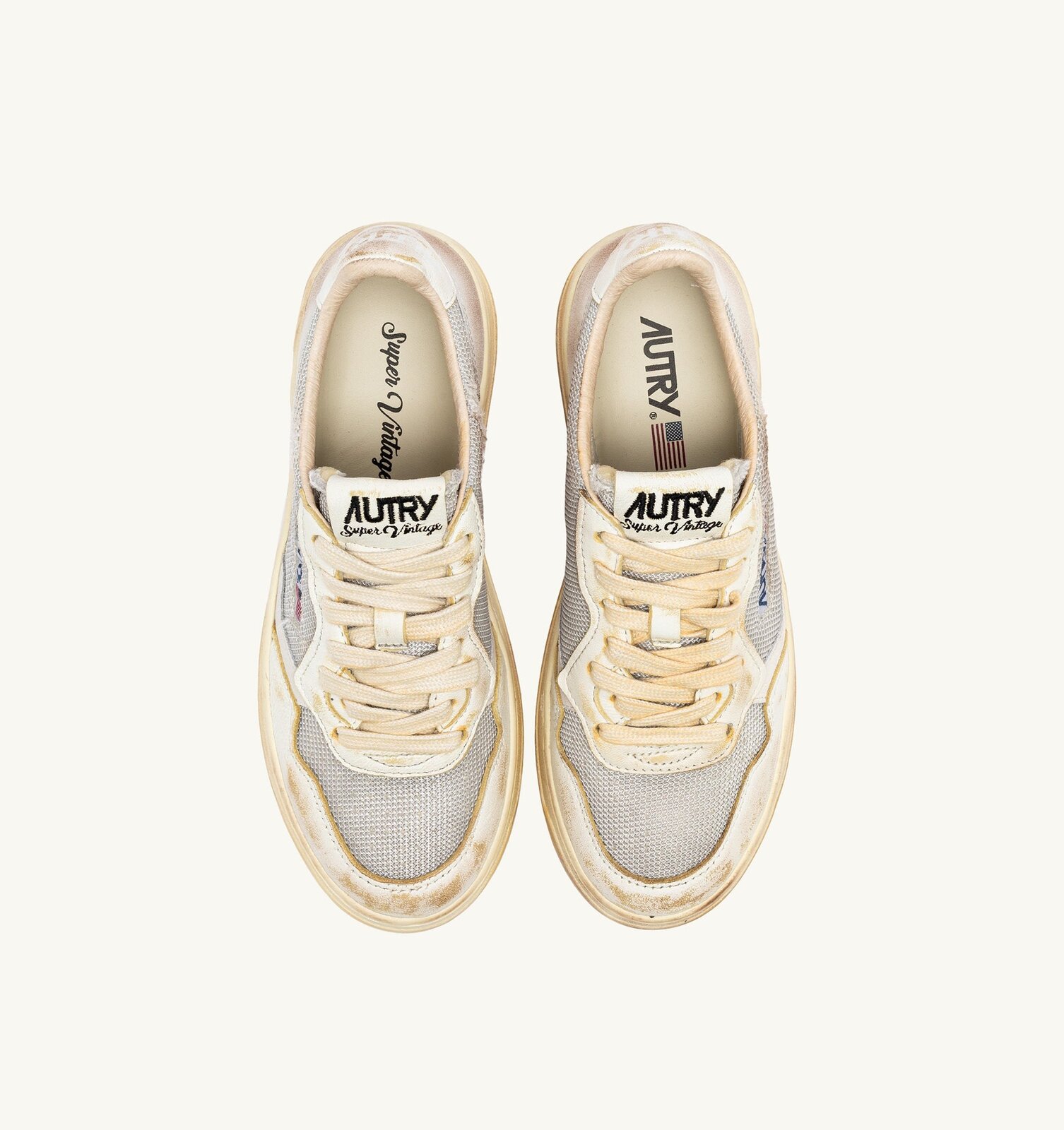 Medalist Low Super Vintage en cuir et mesh gris et blanc