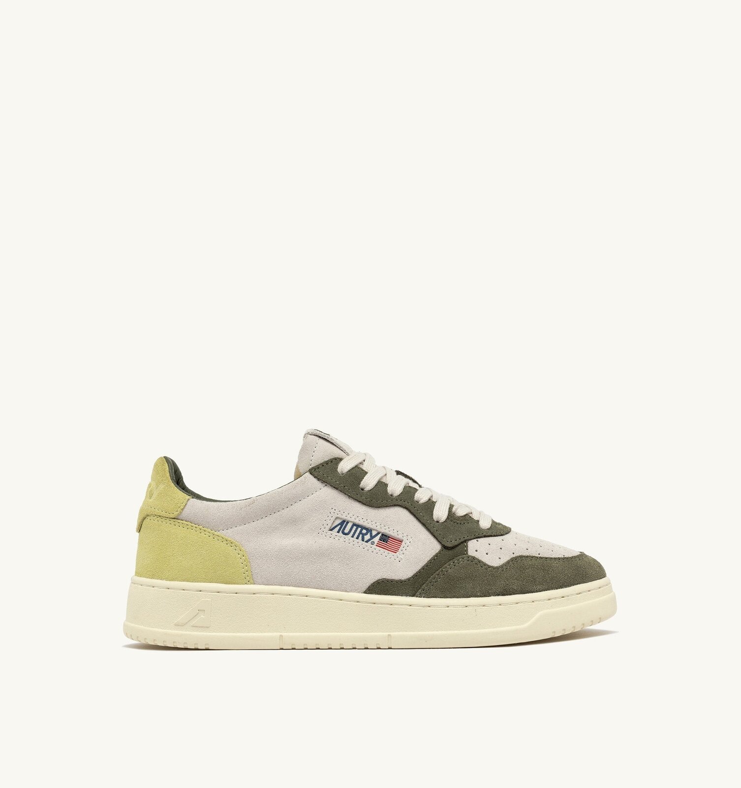 Medalist Low Tricolor en daim coloris Schio Green et Lemon