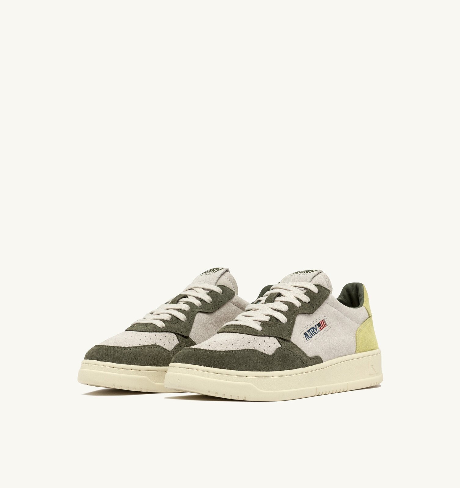 Medalist Low Tricolor en daim coloris Schio Green et Lemon