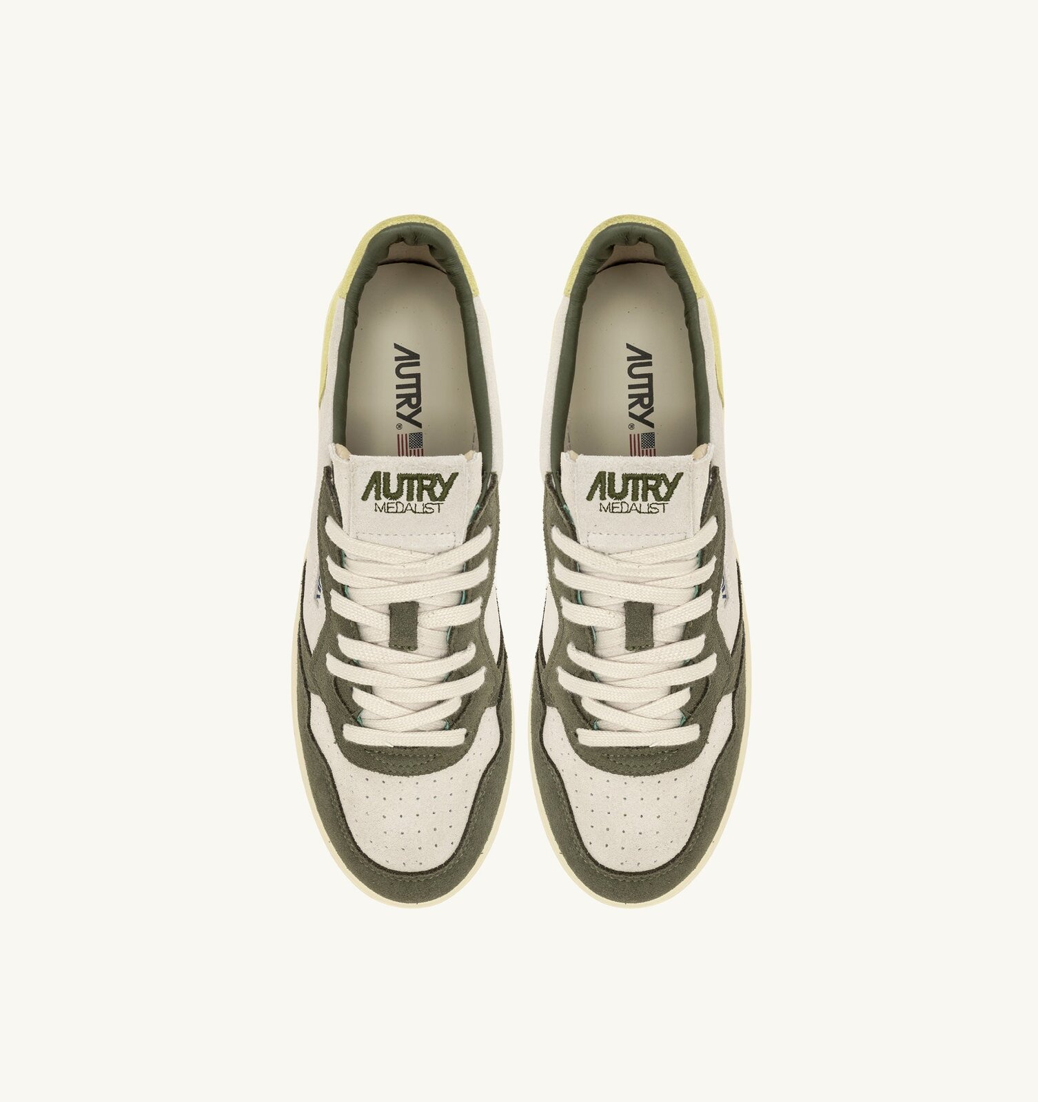 Medalist Low Tricolor en daim coloris Schio Green et Lemon